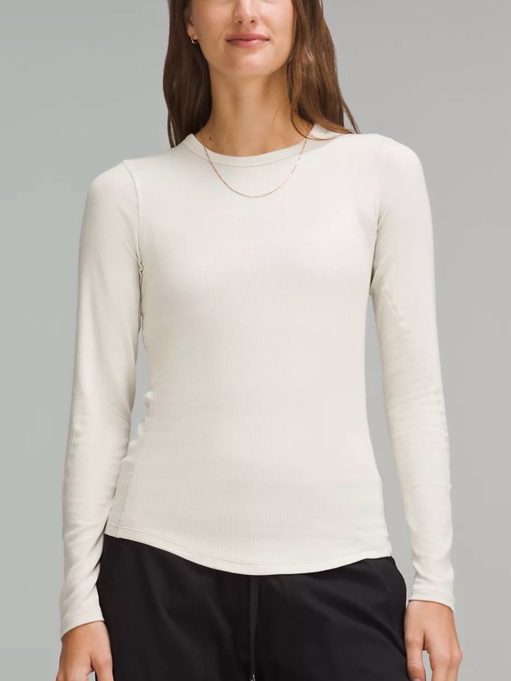 Lululemon New Hold Tight Long-Sleeve Shirt Ribbed Bone